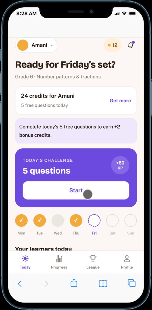 PSL Daily Challenge home: Friday’s set of five questions for Amani in Grade 6.