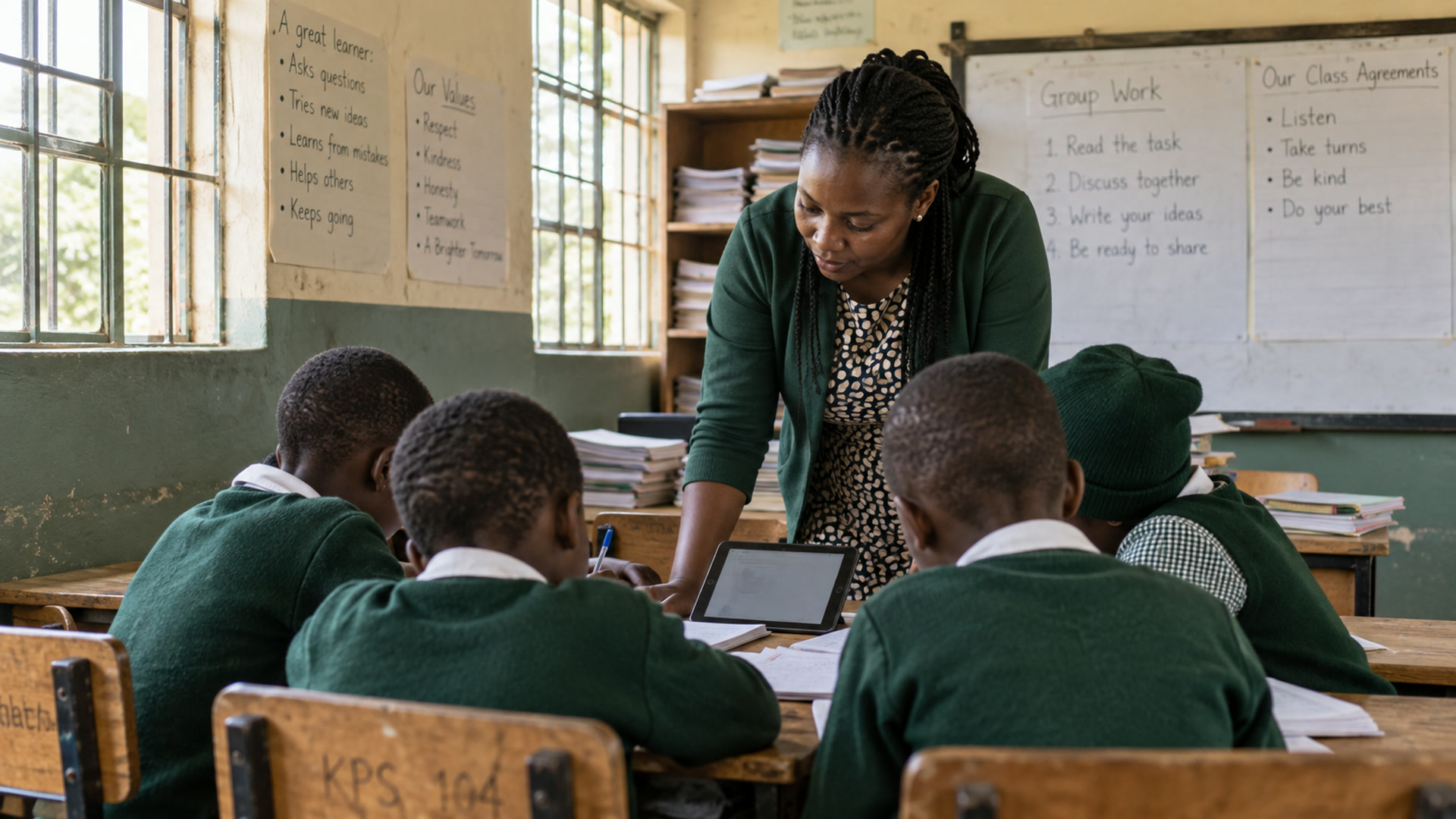A Kenyan primary classroom during a group activity.