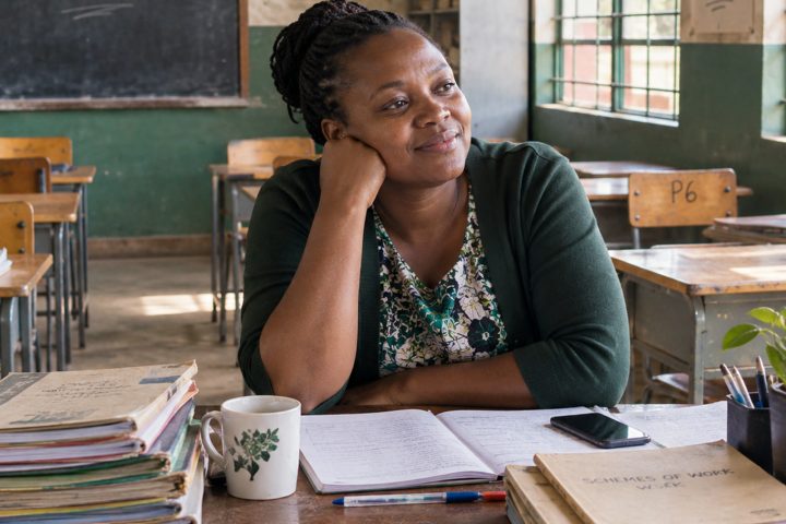 Portrait of a teacher in her classroom after dismissal.